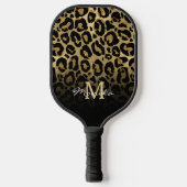 Elegant Gold Glam Leopard personalisiert Pickleball Schläger (Vorderseite)
