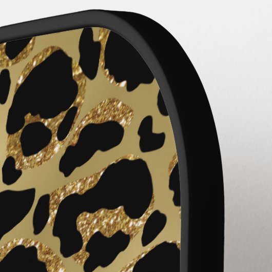 Elegant Gold Glam Leopard personalisiert Pickleball Schläger (Linke Seite)