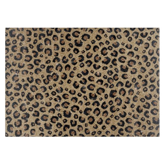 Elegant Gold Glitter Black Leopard Print Schneidebrett (Vorderseite)