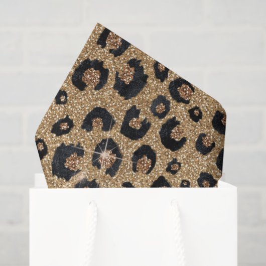 Elegant Gold Glitter Black Leopard Print Seidenpapier (Geschenktüte)