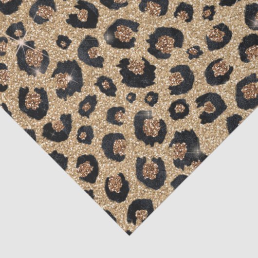Elegant Gold Glitter Black Leopard Print Seidenpapier (Detail)