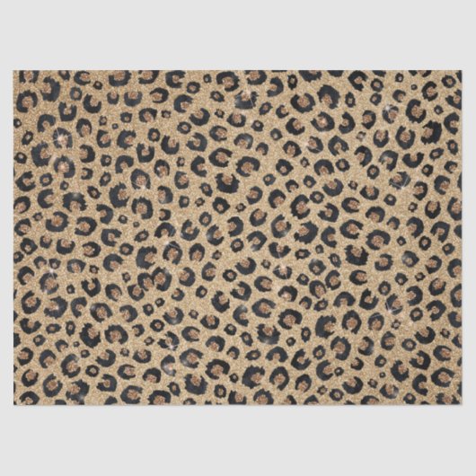 Elegant Gold Glitter Black Leopard Print Seidenpapier (Vorderseite)