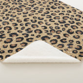 Elegant Gold Glitter Black Leopard Print Sherpadecke (3/4)