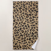 Elegant Gold Glitter Black Leopard Print Strandtuch (Vorderseite)
