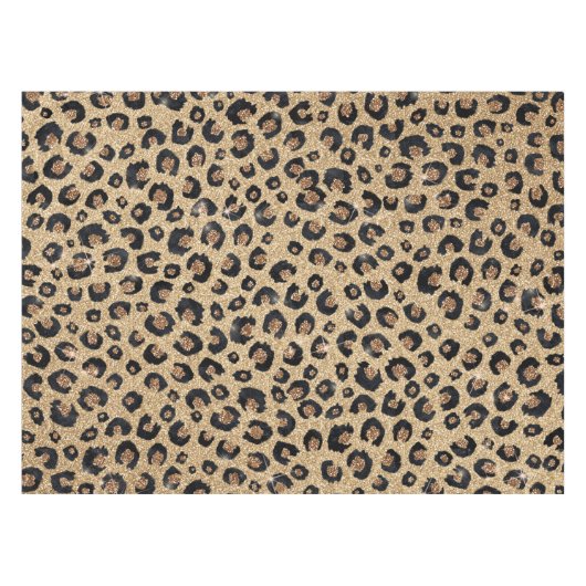 Elegant Gold Glitter Black Leopard Print Tischdecke (Vorderseite (Horizontal))