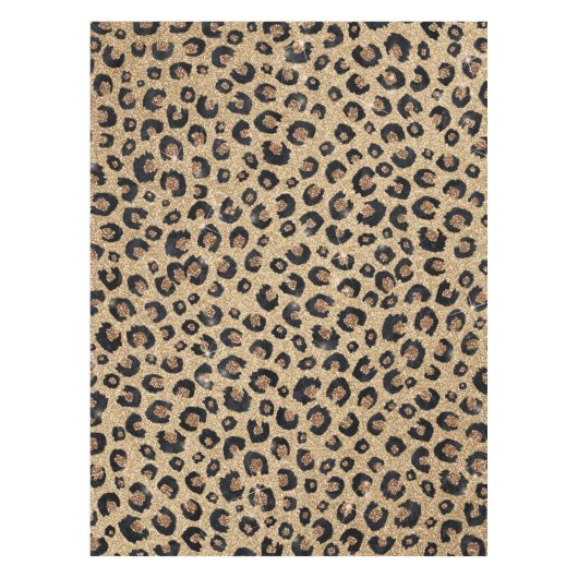 Elegant Gold Glitter Black Leopard Print Tischdecke (Vorderseite)