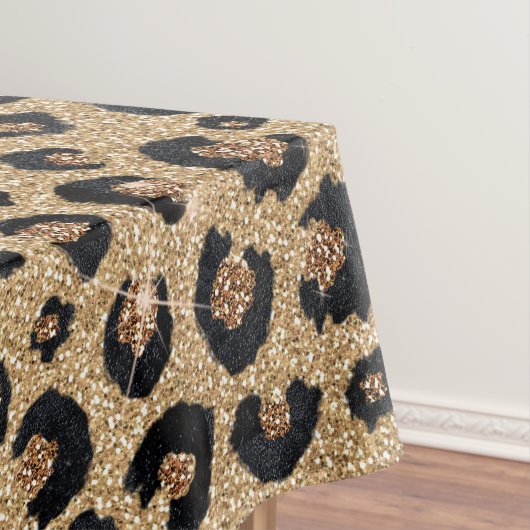 Elegant Gold Glitter Black Leopard Print Tischdecke (Beispiel)