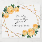 Elegant Gold Glitter Geo Orange Floral Wedding Schaumweinetikett (Einzelnes Label)