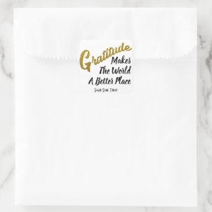 Elegant Gold Glitter Gratitude Typography Quadratischer Aufkleber