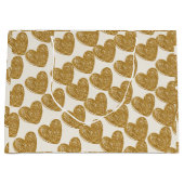 Elegant Gold Glitter Heart Wrapping Paper Große Geschenktüte (Vorderseite)