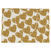 Elegant Gold Glitter Heart Wrapping Paper Große Geschenktüte (Rückseite)