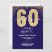 Elegant Gold Glitter "Hello 60" Birthday  Einladung (Vorderseite)