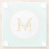 Elegant Gold Glitter Initial & Name Glasuntersetzer (Rückseite)