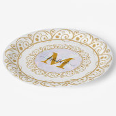 Elegant Gold Glitter Initial & Name Pappteller (Schrägansicht)