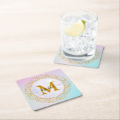 Elegant Gold Glitter Initial & Name Rechteckiger Pappuntersetzer (Vor Ort)