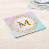 Elegant Gold Glitter Initial & Name Rechteckiger Pappuntersetzer (angewinkelt)