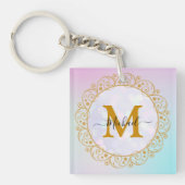 Elegant Gold Glitter Initial & Name Schlüsselanhänger (Vorderseite)