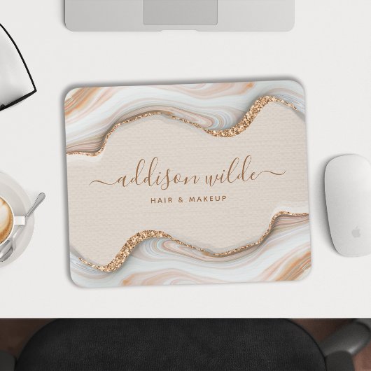 Elegant Gold Glitter Marble Agate Modern Chic Mousepad