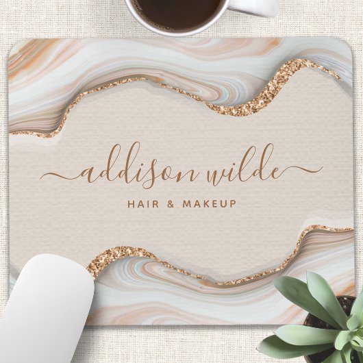 Elegant Gold Glitter Marble Agate Modern Chic Mousepad