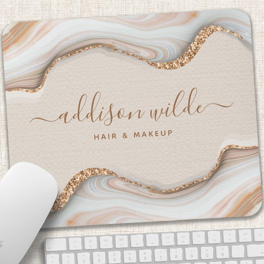 Elegant Gold Glitter Marble Agate Modern Chic Mousepad