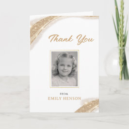 Elegant Gold Glitter Photo Birthday Dankeskarte