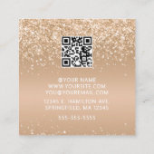 Elegant Gold Glitter Photo QR Code  Quadratische Visitenkarte (Rückseite)