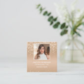 Elegant Gold Glitter Photo QR Code  Quadratische Visitenkarte (Stehend Vorderseite)
