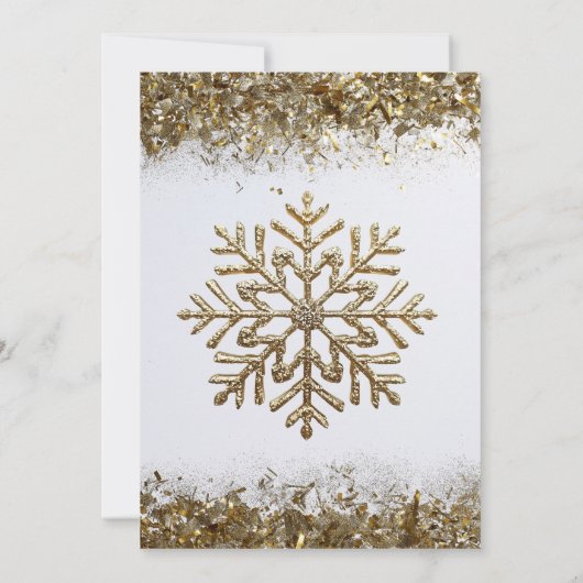 Elegant Gold Glitter Snowflake New Year Party Einladung (Rückseite)