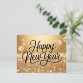 Elegant Gold Glitter Sparkle Happy New Year Postkarte (Stehend Vorderseite)