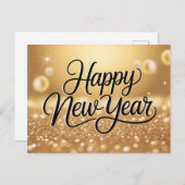 Elegant Gold Glitter Sparkle Happy New Year Postkarte (Vorne/Hinten)