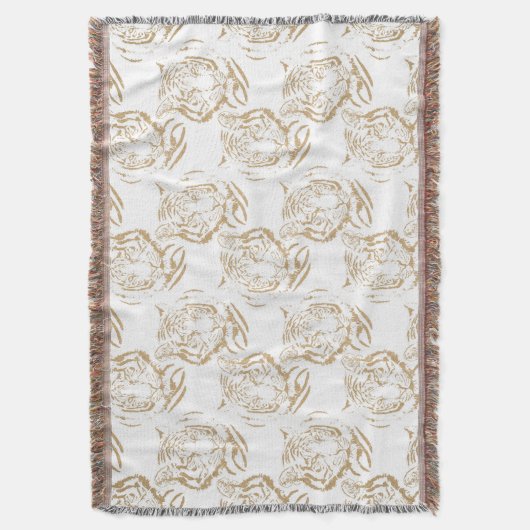 Elegant Gold Glitter Tiger Print White Design Decke (Vorderseite Vertikal)