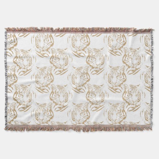 Elegant Gold Glitter Tiger Print White Design Decke (Vorderseite)