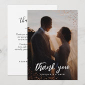 Elegant Gold Glitter Wedding Photo Dankeskarte (Vorne/Hinten)