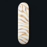 Elegant Gold Glitter Zebra White Animal Print Skateboard<br><div class="desc">This Exotic Style hand-drawn White and faux Gold Glitter Zebra Print aesthetic design photo print is perfect to add an elegant touch to special celebration events or Glam Home Decor. A modern trendy zebra animal print filled with gold color wavy lines and strokes, forming a beautiful tropical zebra stripes abstract...</div>