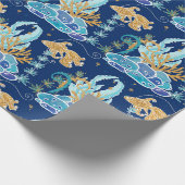 Elegant Gold Glittery Blue Geschenkpapier (Ecke)