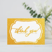 Elegant Gold Glittery Luxuriöse Hochzeit Dankeskarte (Stehend Vorderseite)