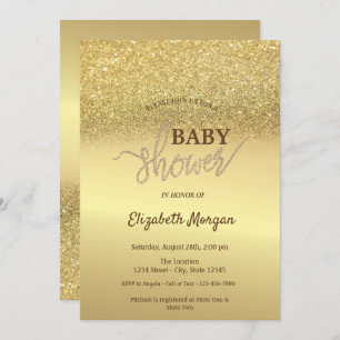 Elegant Gold Glitzer Bokeh Baby Shower Einladung