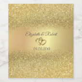 Elegant Gold Glitzer Bokeh Hearts Wedding Weinetikett (Einzelnes Label)