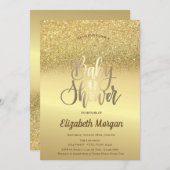 Elegant Gold Glitzer Bokeh Ombre Baby Shower Einladung (Vorne/Hinten)
