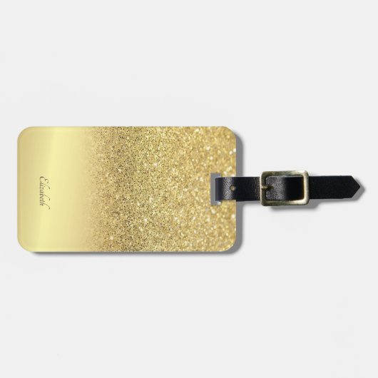 Elegant Gold Glitzer Bokeh Ombre - Personalisiert Gepäckanhänger (Vorderseite horizontal)