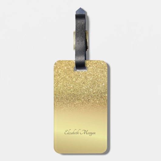 Elegant Gold Glitzer Bokeh Ombre - Personalisiert Gepäckanhänger (Rückseite vertikal)