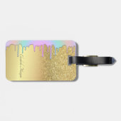 Elegant Gold Glitzer Bokeh Ombre, Rainbow Tropfen Gepäckanhänger (Rückseite horizontal)