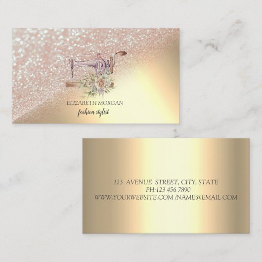 Elegant Gold Glitzer Bokeh Ombre Visitenkarte (Vorne/Hinten)