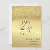 Elegant Gold Glitzer Bokeh Wedding speichern das D Save The Date (Vorderseite)