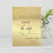 Elegant Gold Glitzer Bokeh Wedding speichern das D Save The Date (Stehend Vorderseite)