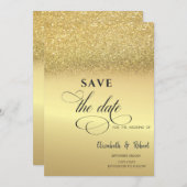 Elegant Gold Glitzer Bokeh Wedding speichern das D Save The Date (Vorne/Hinten)