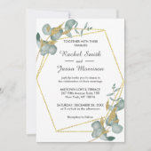 Elegant Gold Glitzer Eukalyptus Greenerity Wedding Einladung (Vorderseite)