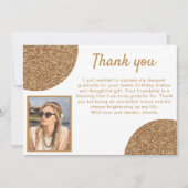 Elegant Gold Glitzer Foto Geburtstag Vielen Dank Dankeskarte (Vorderseite)