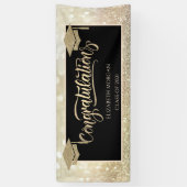 Elegant Gold Glitzer Grad Cap Bokeh Banner (Vertikal)