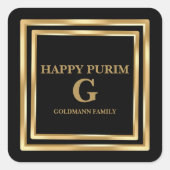 Elegant Gold Glitzer Happy Purim Custom Quadratischer Aufkleber (Vorderseite)